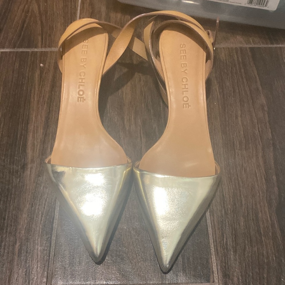 See By Chloe Gold Pointed Heels